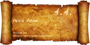 Apró Ádám névjegykártya